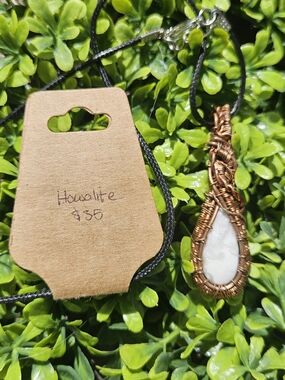 Wire-Wrapped HOWLITR Stone Pendant Necklace